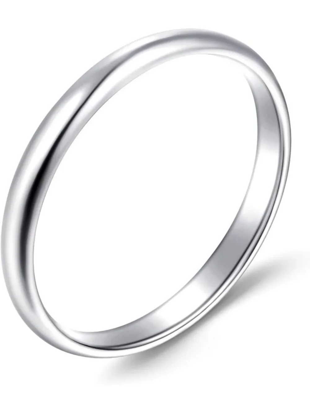 14K White Gold Plated Women's Wedding Band, 3mm Comfort Fit Sterling Silver Ring